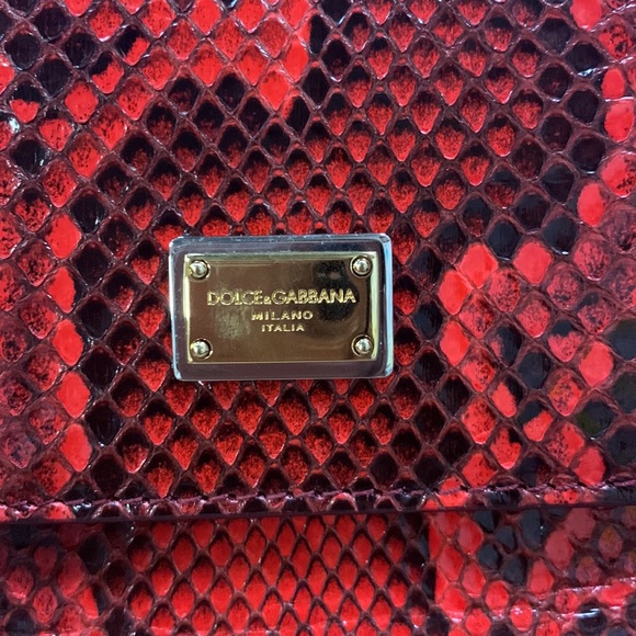 Gently used Dolce & Gabbana red medium Sicily Python Top Handle - Picture 2 of 14